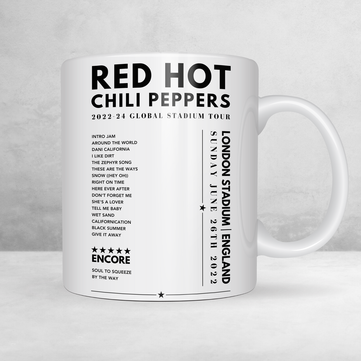 Red Hot Chili Peppers Setlist Poster - at London Stadium, Queen Elizabeth Olympic Park on June 26th, 2022