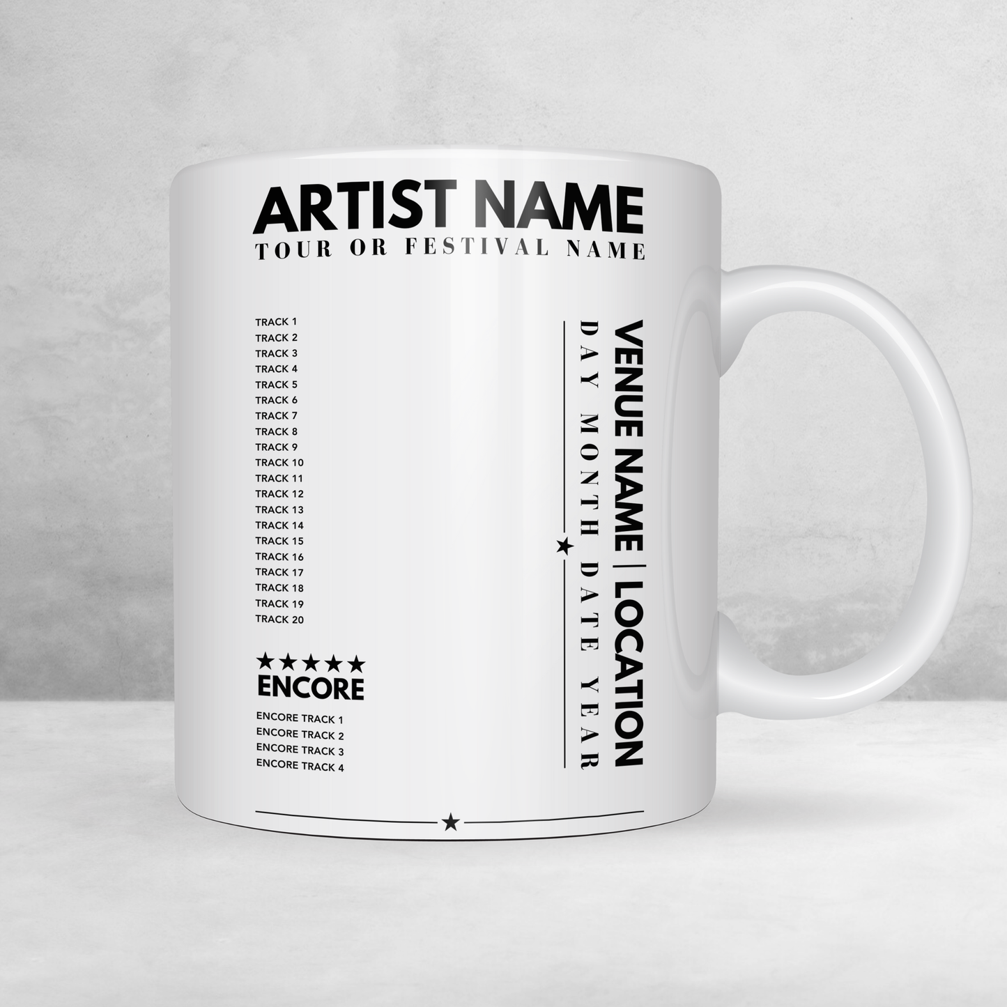 Request Any Setlist Mug - VENUE, LOCATION, DATE