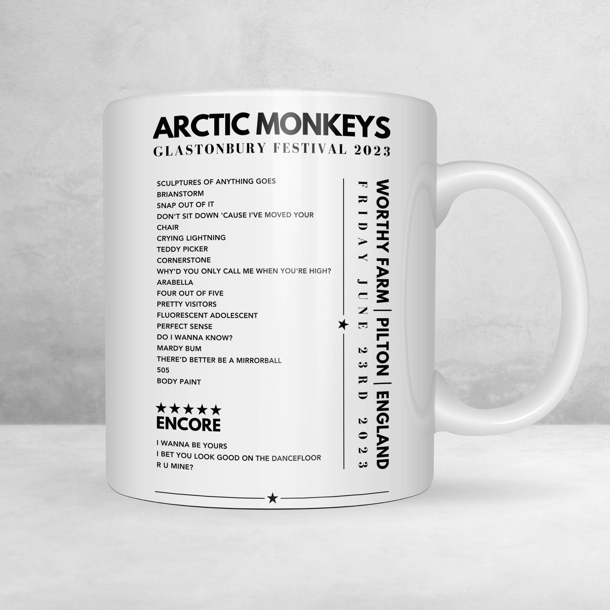 Arctic Monkeys Setlist Poster - at Glastonbury, Worthy Farm, England, on June 23rd, 2023