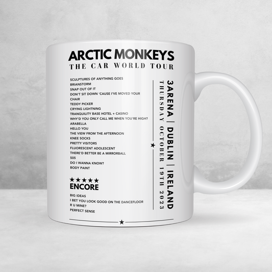 Arctic Monkeys Setlist Mug - at 3Arena, Dublin, Ireland on October 19th, 2023