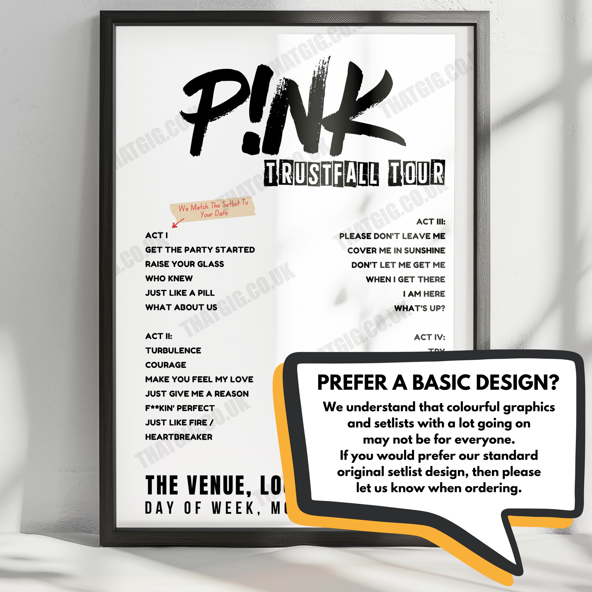 P!nk Setlist Poster - Madison Square Garden New York - November 5th, 2023