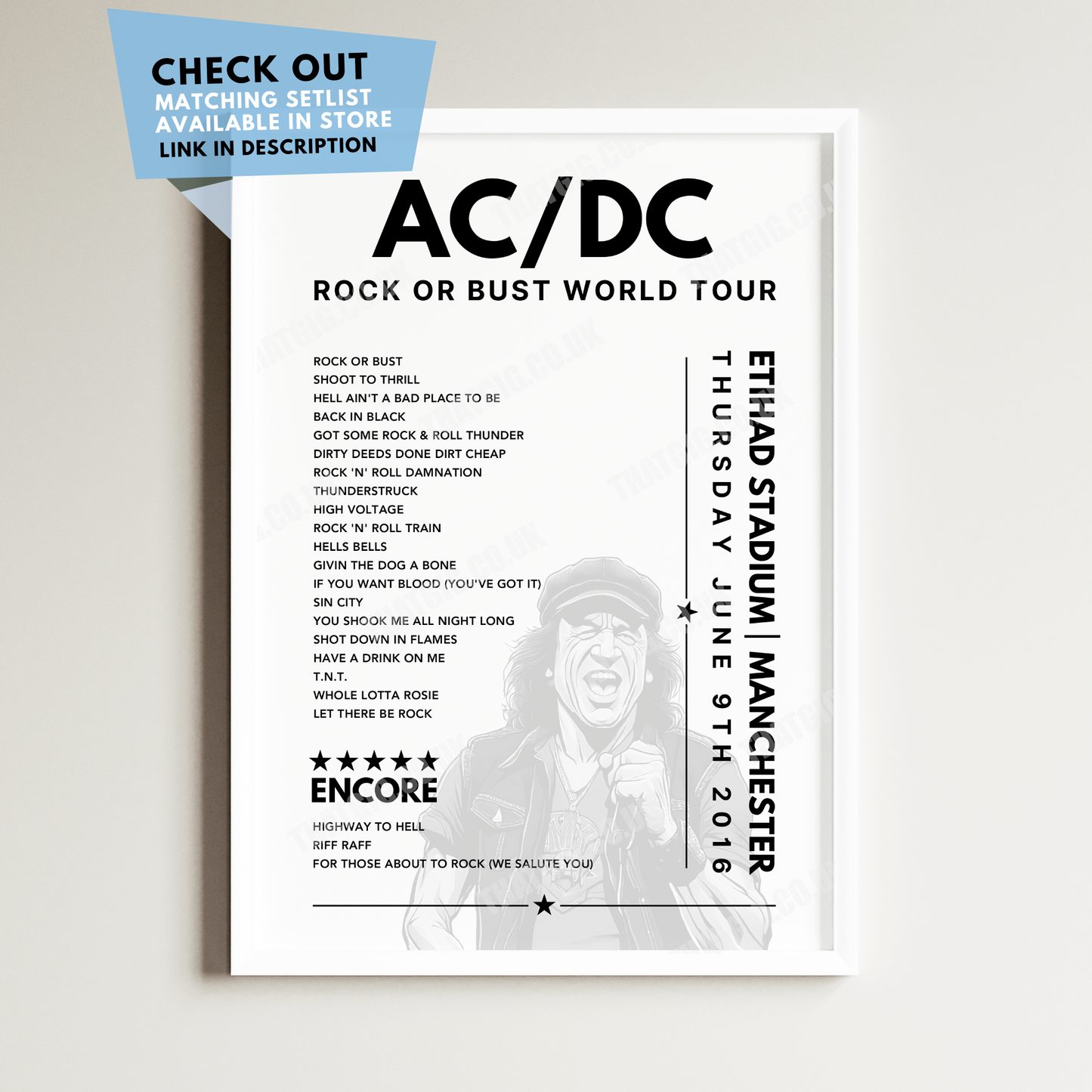 AC/DC Setlist 11oz Mug - Etihad Stadium, Manchester, June 9th, 2016