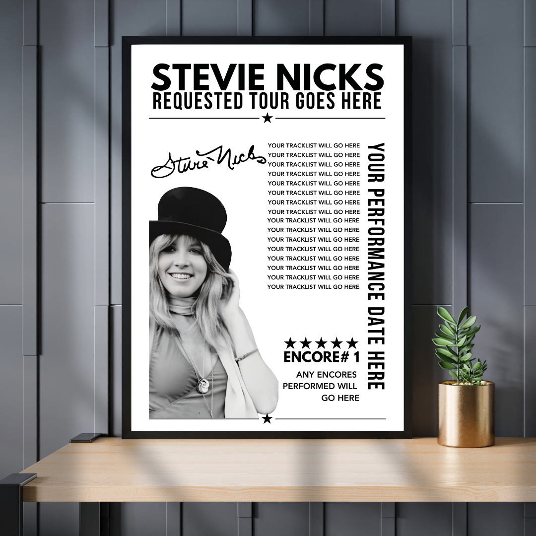 Custom Stevie Nicks Setlist Poster | Personalized Design for Any Date & Venue