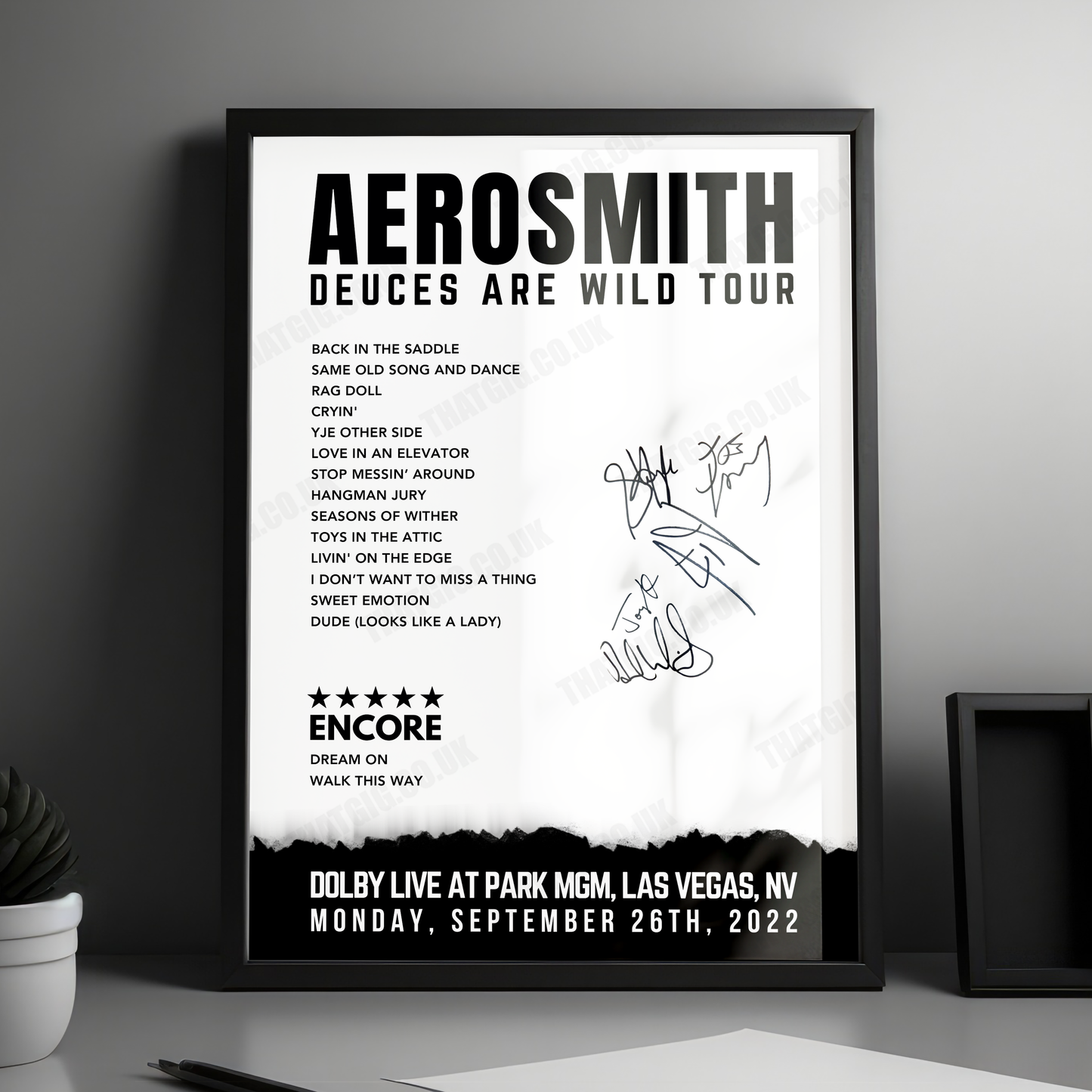 Aerosmith Setlist Poster - Dolby Live at Park MGM - September 26th, 2022