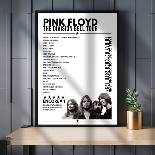 Pink Floyd Setlist Poster - Earls Court, London - October 28th 1994