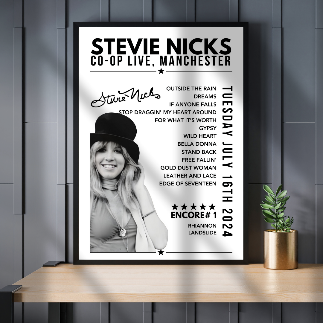 Stevie Nicks Setlist Poster - CO-OP Live, Manchester - July 16th, 2024