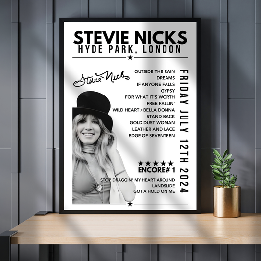 Stevie Nicks Setlist Poster - Hyde Park, London - July 12th, 2024