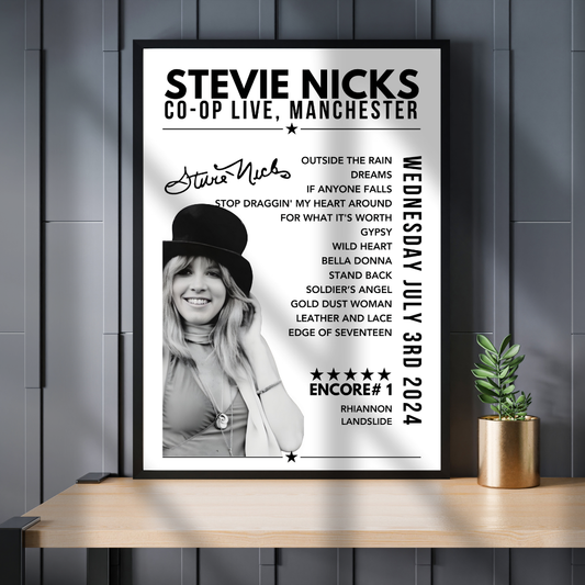 Stevie Nicks Setlist Poster - 3Arena, Dublin- July 3rd, 2024