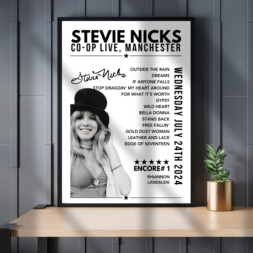 Stevie Nicks Setlist Poster - The OVO Hydro, Glasgow- July 24th, 2024