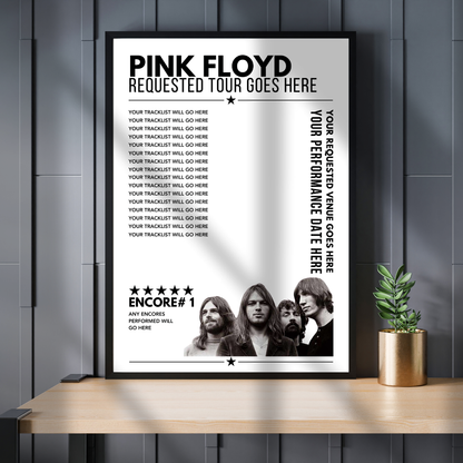 Custom Pink Floyd Setlist Poster | Personalized Design for Any Date & Venue