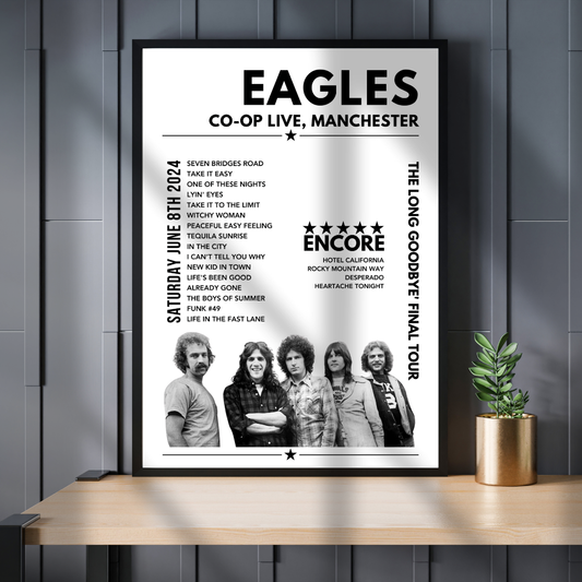 Eagles Setlist Poster - Co-Op Live, Manchester - June 8th, 2024